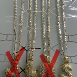 “L” “S” Initials Gold Plated Pendant With Chain Necklace 18” 3mm