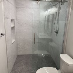 Shower Tile Bathroom Floor Remodel Work