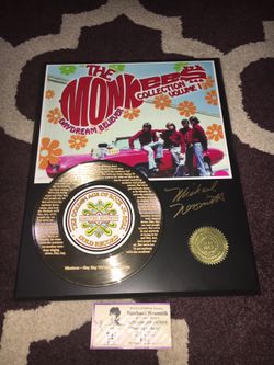 Autographed Artist Series Gold Limited Edition The Monkees 24 Karat Gold Record Hey Hey We’re The Monkees 