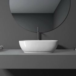 New Altair Design 20 x 16 in. Oval White Finish Ceramic Vessel Bathroom Sink.
