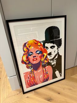 Framed Pop Art Print Marilyn Monroe & Charlie Chaplin