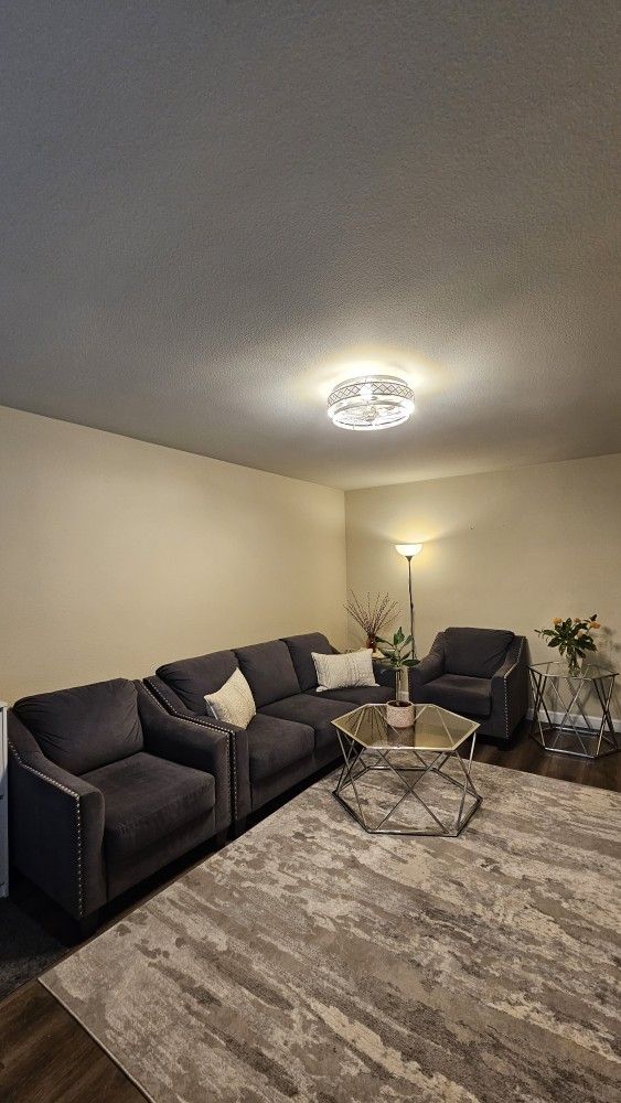 Sofa couch (Queen Sleeper bed) set with 2 chairs and ottoman.