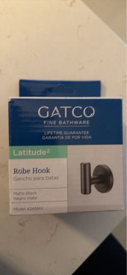 $22 MSRP Gatco Latitude2 Matte Black Robe Hook
