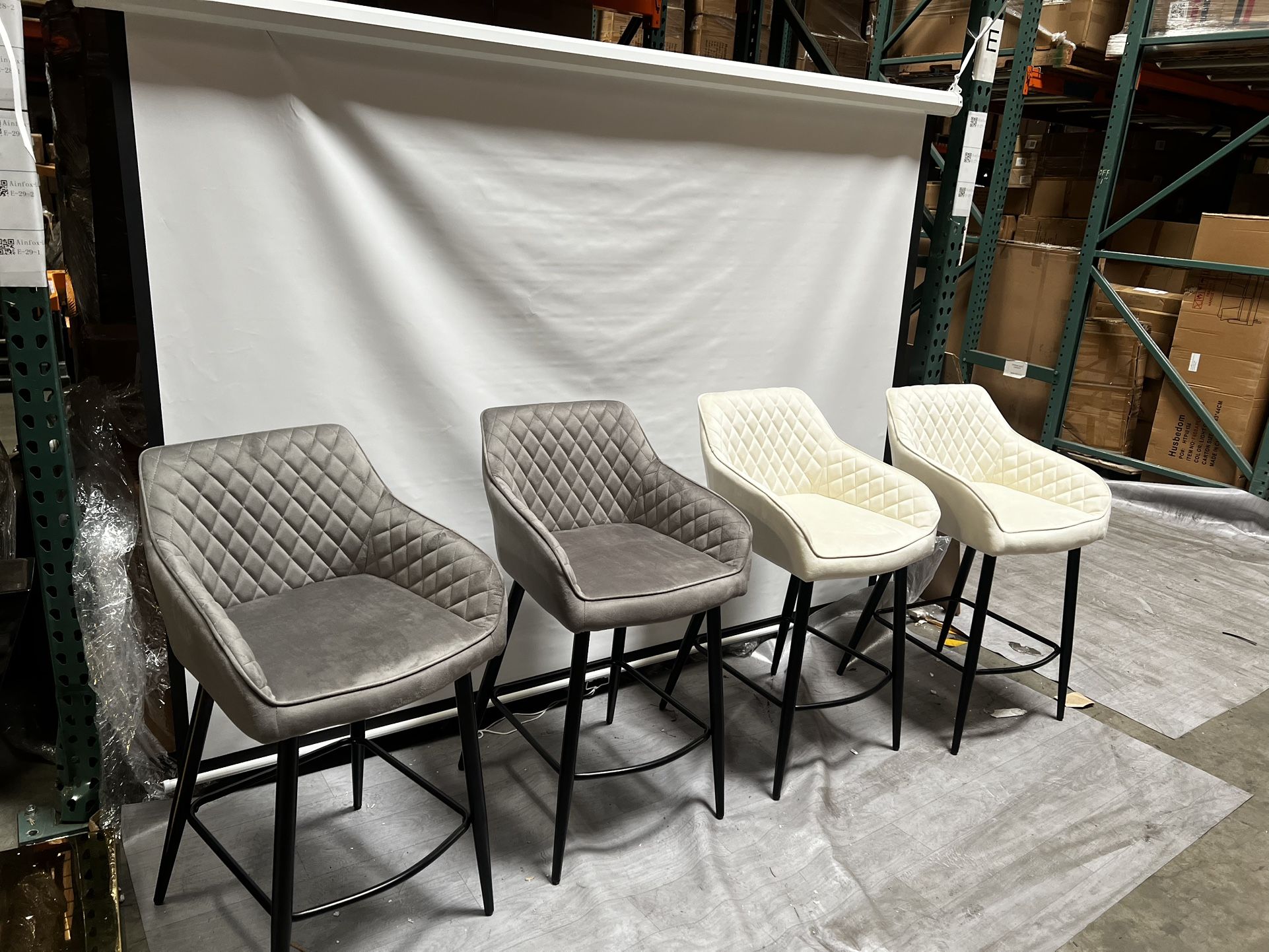 $75.00 Set Of 2 !!!  New Velvet Fabric Barstool Bar Stool Bar Chair Table 