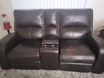 Leather Two Seater Reclining Chair Love Seat