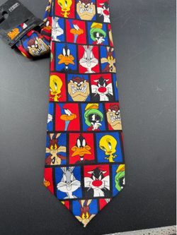Adorable 1999 Looney Tunes Tie Multi-Color Character Print