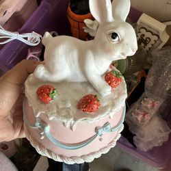 CUTE BUNNY ON CAKE DECOR PIECE 