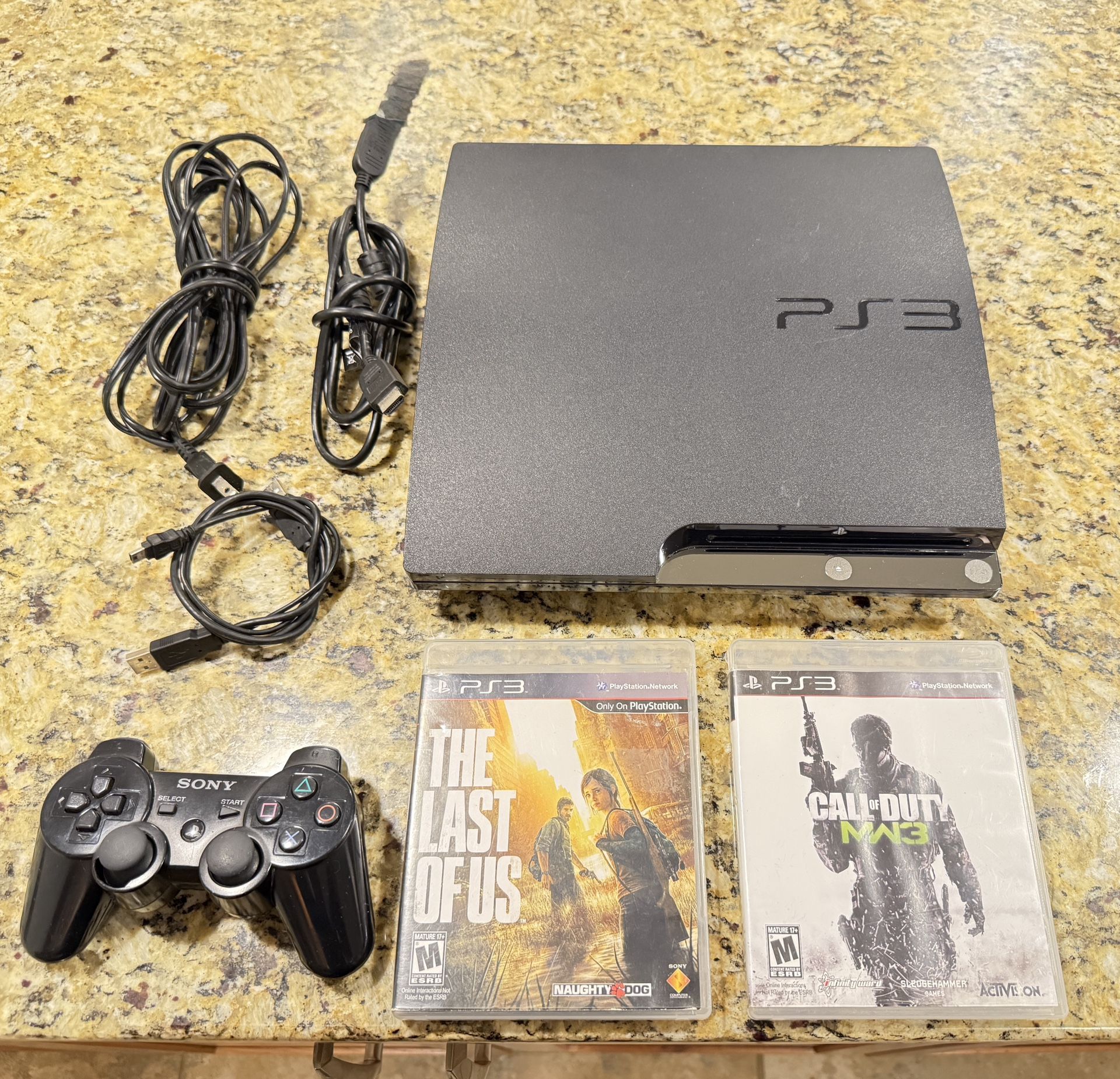 Sony PlayStation 3 Slim - Black (CECH-2501A) Remote, Games And Cords Tested.