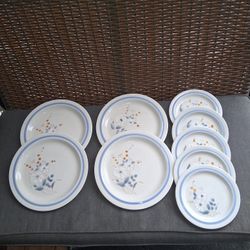 Imoco Genuine Stoneware 9 floral plate set 7" 8"