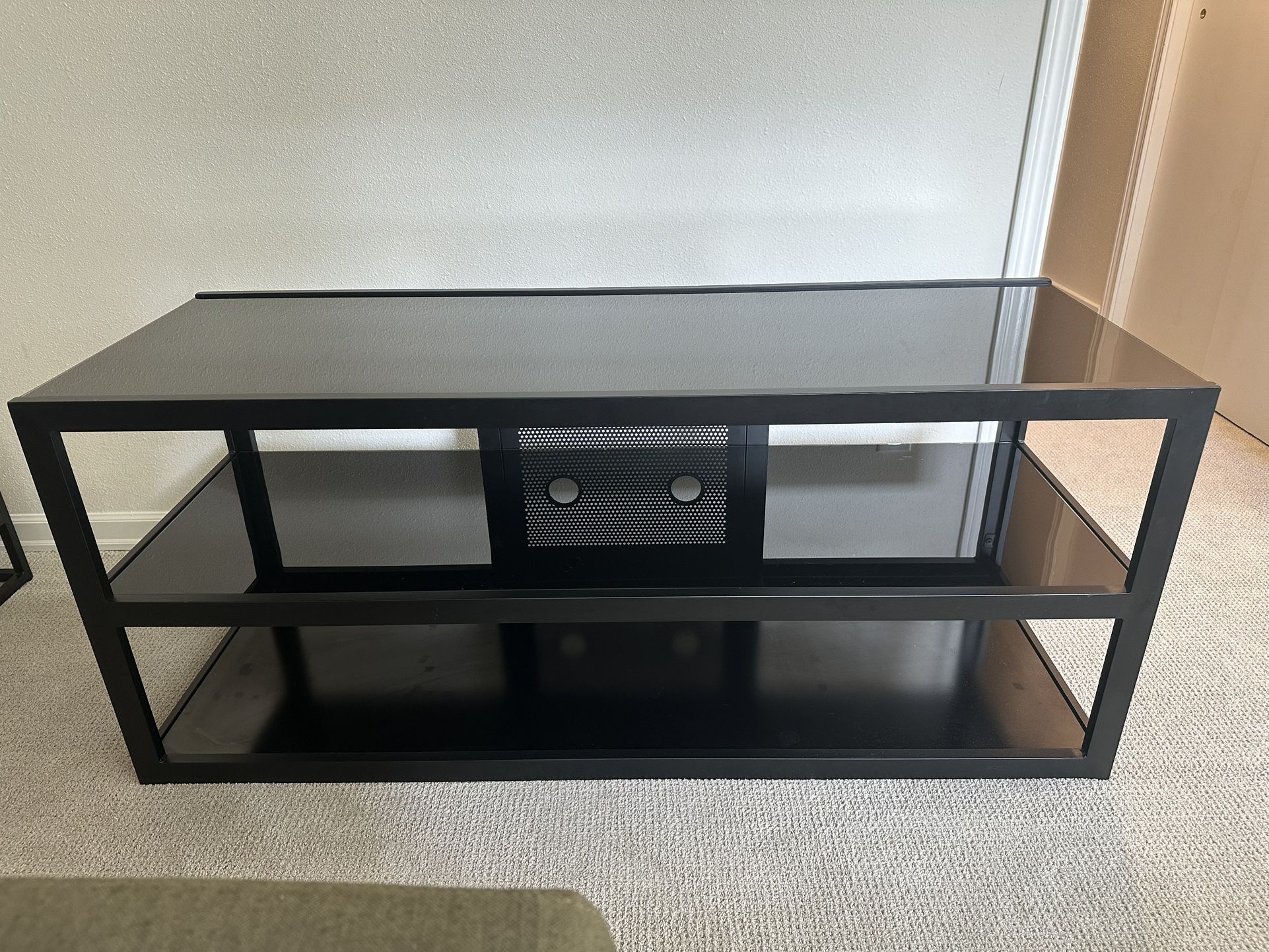 TV Stand, Black, Metal And Glass
