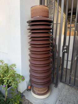 Rare 6ft Porcelain High-Voltage Station Post Insulators — Pair, Collector / Industrial Decor