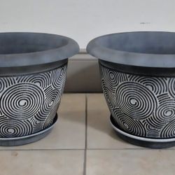 PAIR of 12" (Diameter) Blue Circle Resin Planters (2 for $30) @ Lasting Creations
