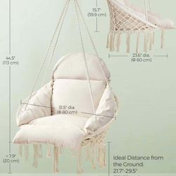 Hanging Chair, Hammock Chair with Large, Thick Cushion, Boho Swing Chair