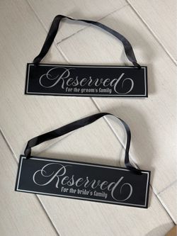 2pc black reserved signs