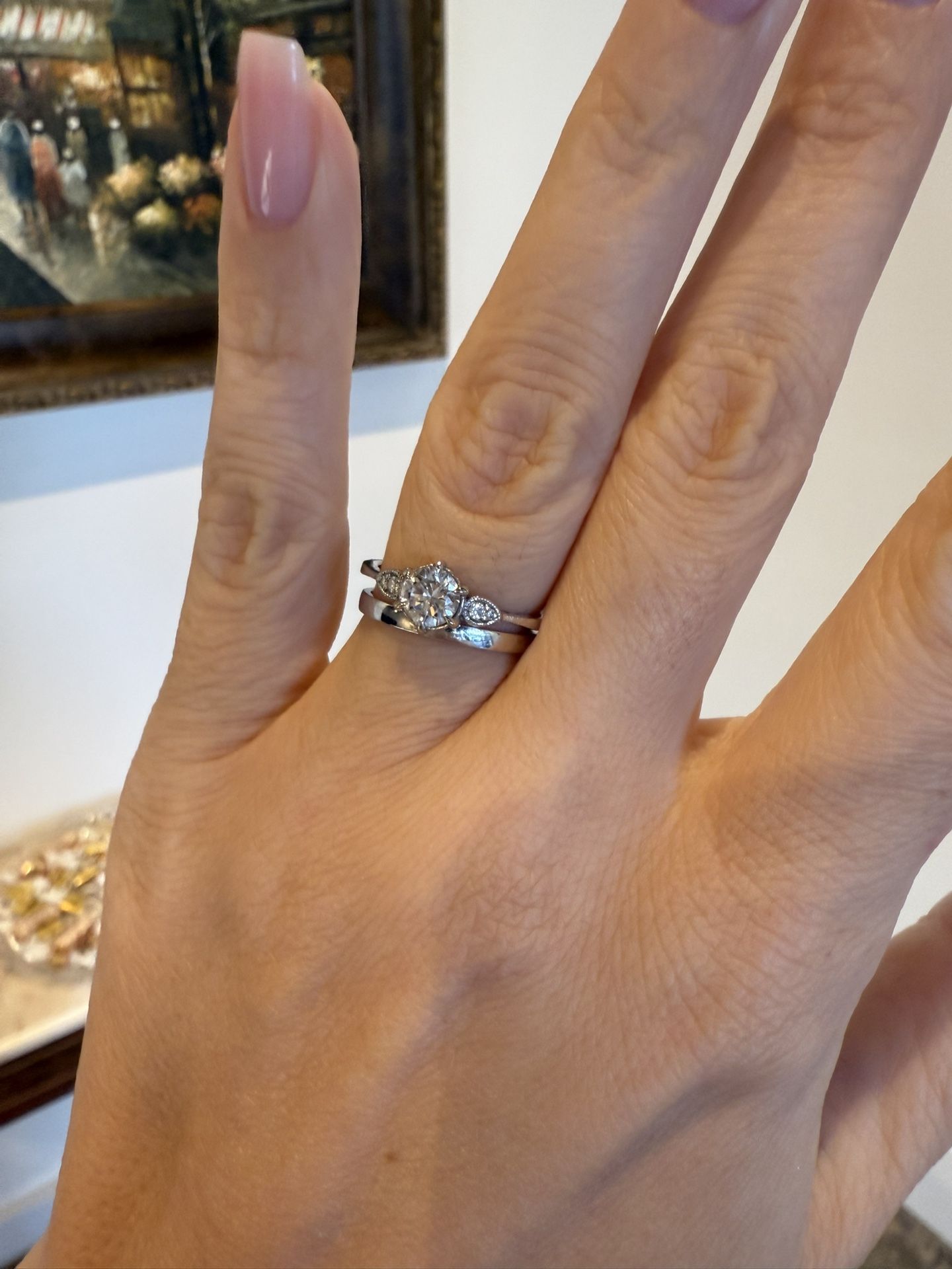 14K White Gold Natural Diamonds Engagement Wedding Ring