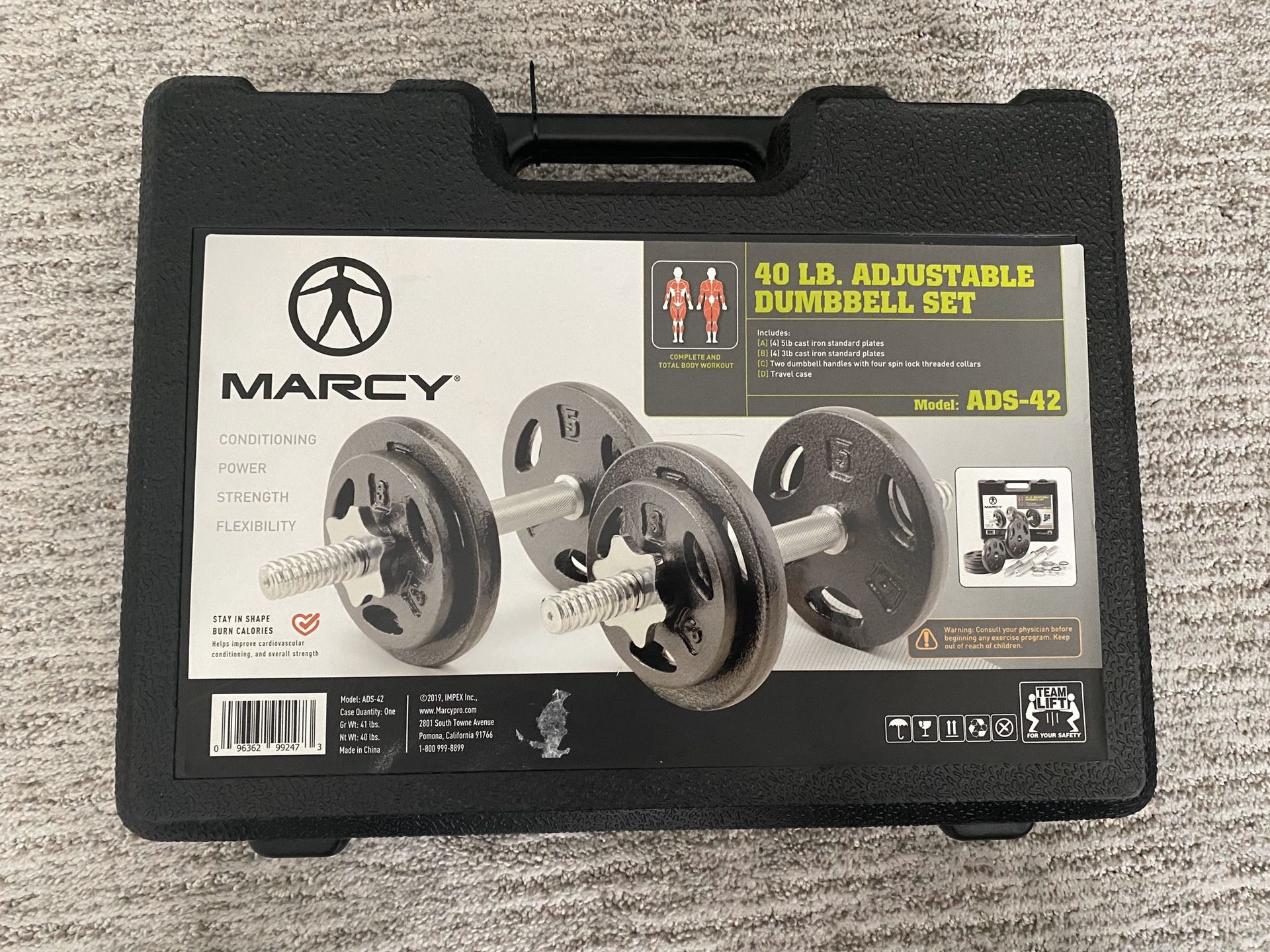 NEW 40 LB Adjustable Dumbbell Set MARCY ADS-42