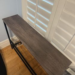 Narrow Console Table – Wood Top & Black Metal Frame