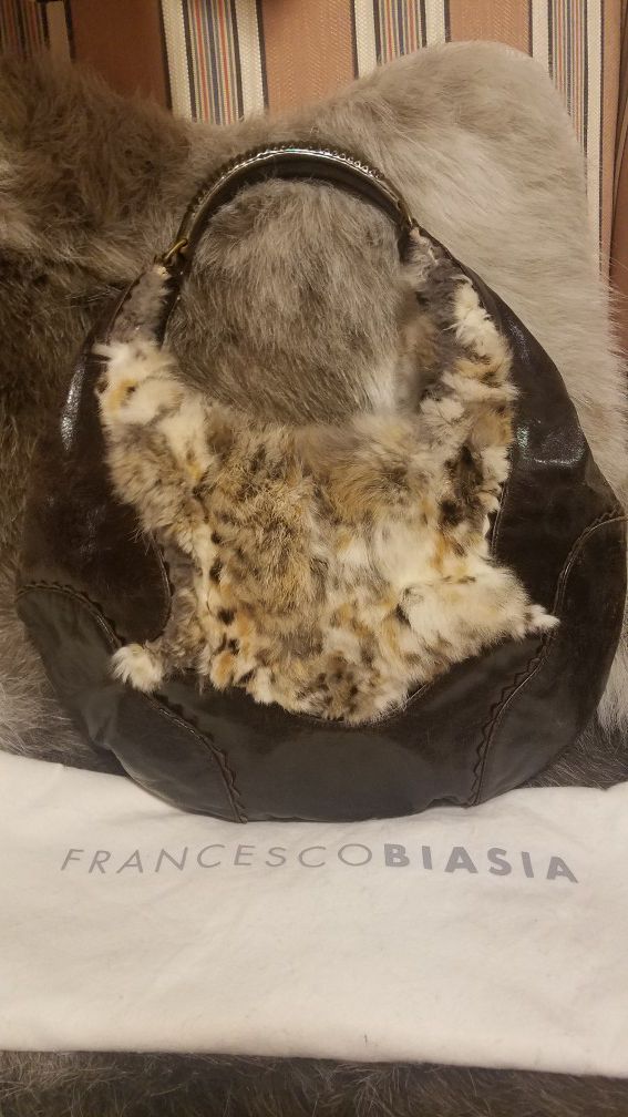 Francesco Biasia Leopard Leather Handbag