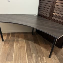 Tayco - Canadian made desk, in a beautiful dark gray walnut color laminate finish with side storage cabinet