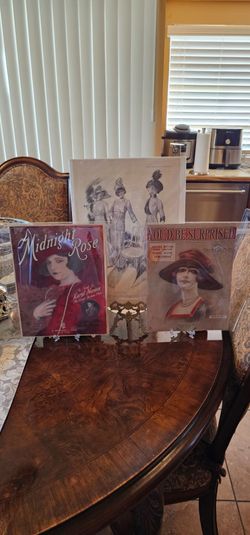 Antique The Delineator Magazine 1912 Page & 2 Music Sheets 1900s 20th Century / Collectible / Fox Trot / Flapper / Picture / Frame / Decorative
