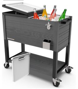 Permasteel 80 Quart Party Cooler, Rolling Ice Chest with Wheels and Handles for Indoor Outdoor Patio