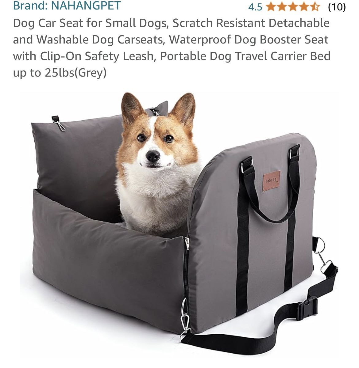 Dog Car Seat for Small Dogs, Scratch Resistant Detachable and Washable Waterproof Grey New in Box
