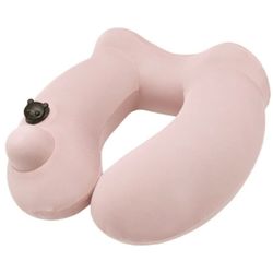 Pink Inflatable Travel Neck Pillow Compact With Pouch