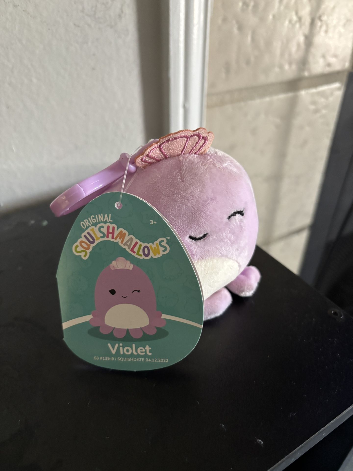 Squishmallows Violet The Octopus Plush Clip 3.5" NWT