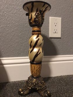 Animal print candle holder 14” high