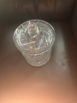 Cut Crystal Lidded Jar with Knob Handle