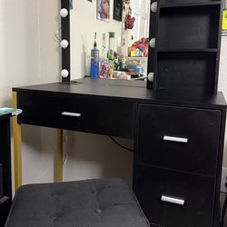 Vanity With Mirror And Multiple Drawers