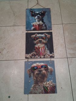 Dog Popcorn wall art set