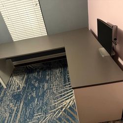 Large Gray L Shaped Office Desk 