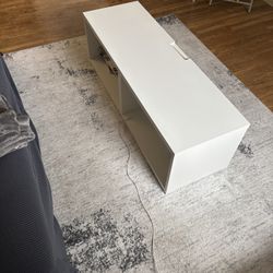 Floor TV Stand Or Standing Bookshelf With Matching Rug. 