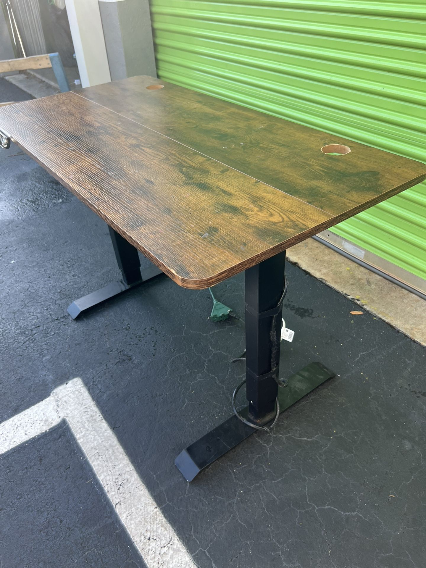 Beautiful Rustic Modern Electric Desk Table Goes Up And Down Wood