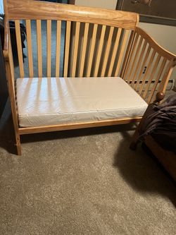 Crib To toddler Bed With Mattress, Mattress Pad And Sheet