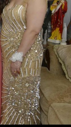 Prom party long gold dress