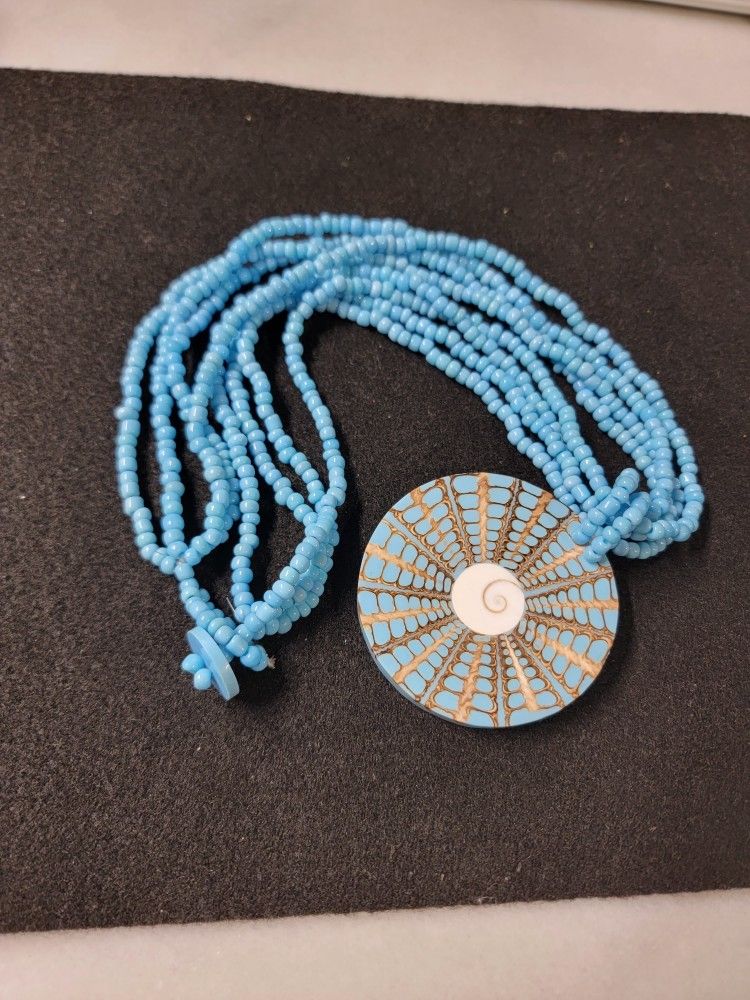 SHELL AND TURQUOISE BEADED 20" NECKLACE 