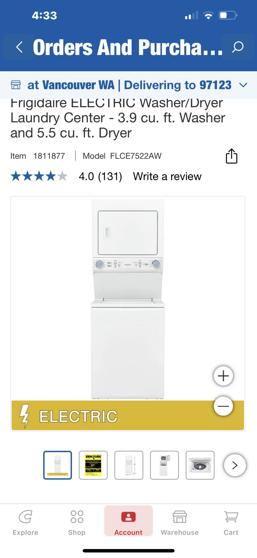 GENTLY USED STACKED WASHER AND DRYER.