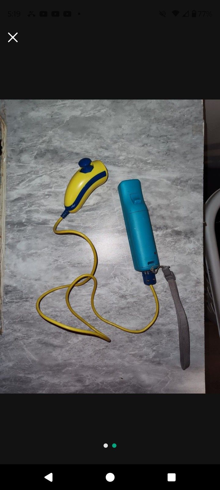 Blue Wii Remote With Yellow And Blue Joystick