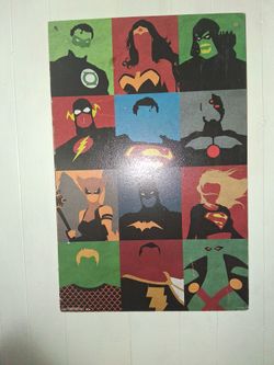 Superhero painting on particle board