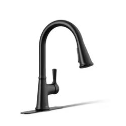 KOHLER Tyne Single-Handle Pull-Down Sprayer Kitchen Faucet in Matte Black