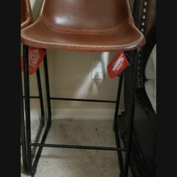 2 Bar Stools Leather  24"
