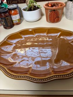 GEORGOUS 13” across by 16”long Platter. COGNAC color with beautiful trim