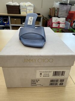 Jimmy Choo Skye 70 Heels Denim Blue Lizard Print Leather Sz 9