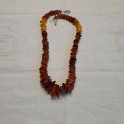 Baltic Amber and Silver Necklace 21 1/2"