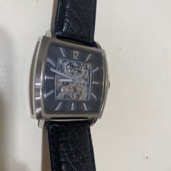 Kenneth Cole Men’s Stainless Steel Leather Wristwatch