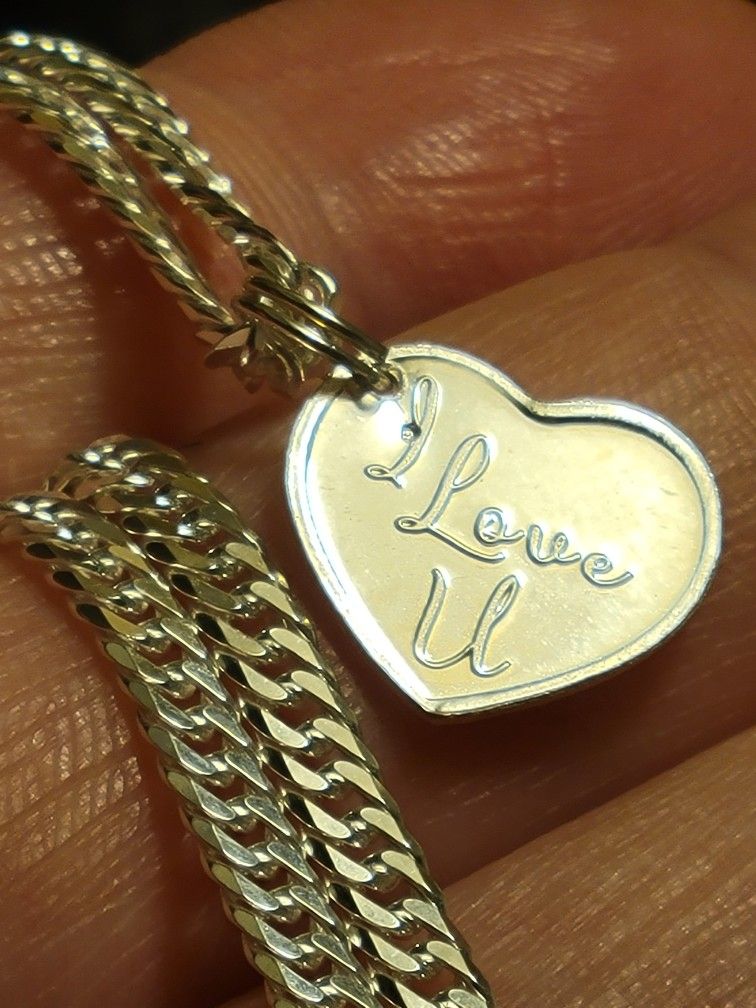 999 Fine Silver Heart " I LOVE YOU " PENDANT - NEW - 1G - SILVER - 25mm. Pendant Only