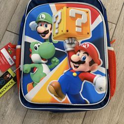 Brand New Mario Backpack With Keychain