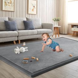 Baby Play Mat for Floor Nursery Rug Muscle Mat Area Rug Playroom Rug 50"x50" Playpen Mat Memory Foam 1.3" Thick Crawling Mat for Babies,Toddlers, Infa